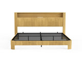 Queen Size bed frame with storage headboard, built-in charging station, wavy curved lines design, W1162P357260