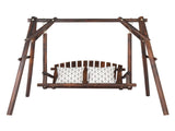 6.5ft Hardwood Patio Garden Outdoor Porch Swing with Stand, Rustic Loveseat Swing Chair for 2 71075551