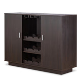 ZUN Espresso 2-Door Wine Cabinet B062P209331