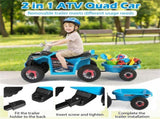 2 in 1 Kids Ride On ATV with Removable Trailer, 6V Electric Quad for Toddlers Ages 3 Navy 33075439