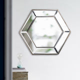 20" x 18" Hexagon Wall Mirror with Contemporary Glass Design, Home Decor Accent Mirror for Living W2078124352