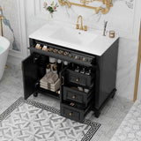 36" Bathroom Vanity with Sink, Black Vanity Cabinet with Flip-Out Drawer, 3 Drawers, 2 Soft-Close N725P283623B