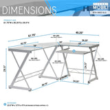 ZUN L-Shaped Tempered Glass Top Computer Desk with Pull Out Keyboard Panel, Clear 70147724