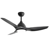 ZUN 52 Inch Ceiling Fan with Light and 6-speed Remote Control 3 ABS Fan Blades Black for Bredoom Patio W934P211218