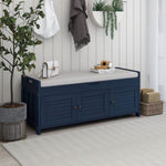 ZUN Storage Bench with 3 Shutter-shaped Doors, Shoe Bench with Removable Cushion and Hidden Storage 51949526