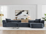 114" Cloud Sectional Couch with L-Shape Chaise, Modular Sofa with Movable Ottoman, Upholstered W1117P371652