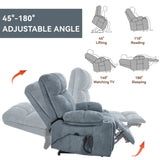 ZUN Grey Blue Dual Motor Infinite Position Up to 350 LBS Chenille Power Lift Recliner Chair, Heavy Duty W1803P250564