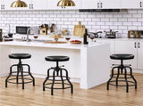 Vintage Faux Leather Counter-Height Bar Stool with Metal Legs for Kitchen Restaurant, Black 91201469