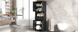 ZUN Tall Bathroom Cabinet with Four Doors, Large Storage Space Open Shelve, Upper Storage Cabinet, Black N725P192478B