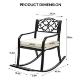 Metal Chair, Outdoor Bench with Cushion, Patio Rocker with Footrest, Weatherproof 25578656