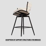 26" Bar Chair Linen Woven Bar Stool Set of 2,Black legs Barstools No Adjustable Kitchen Island T2396P293983