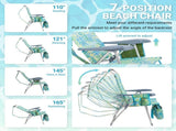 17 Inch Seat Height Beach Chair for Adults, Folding Portable Camping Chair with Headrest, Cup 84062613