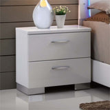 2 Drawers Nightstand with Chrome Legs, White B016P253012