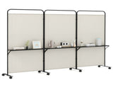 3-Panel Folding Divider with Lockable Wheels and 3 Metal Shelves White 56218480