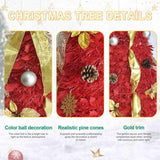 6FT Red Pop-Up Christmas Tree with 150 Warm White LED Lights, Ornaments Included 4 Ribbons, Bow, 47979729