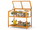 2-in-1 Fir Wood Elevated Greenhouse with Slatted Shelf, Adjustable Roof Cold Frame for Extending 09769934
