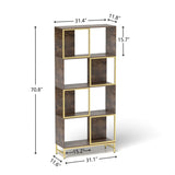 4-Tier Industrial Bookcase, Rustic Wood and Metal Frame, Asymmetrical Design, Display Storage W2167P192763