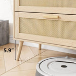 ZUN Rattan 6 Drawers Chest of Dressers for Bedroom, Modern 6 Drawer Dresser, Wide Chest of Drawers with W1706P189827