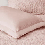 King/Cal King Embroidered Medallion Faux Fur Ultra Plush Comforter Mini Set B03597038