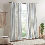 Cotton Printed Curtain Panel with Chenille Stripe and Lining B035129657