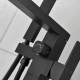 Freestanding Bathtub Faucet Tub Filler Matte Black Floor Mount Bathroom Faucets Brass Single Handle TH-F5506MB