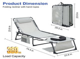 Face Down Chaise Lounge Chair 5-Position Adjustable Sunbathing, Foldable Tanning Chair with Face& W3162P449077
