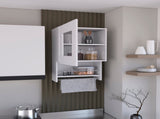 Kitchen wall cabinet 29" H, with towel rack and spice rack, one door, two internal shelves, white B097133040