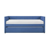1pc Daybed with Trundle Blue Fabric Upholstery Wooden Frame Modern Home Furniture B011P256687