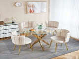 Modern OFF WHITE dining chair with iron tube golden color legs, velvet and comfortable W234P256809