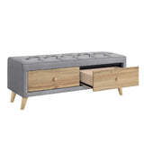 ZUN Upholstered Wooden Storage Bench with 2 Drawers For Bedroom,Fully Assembled Except Legs and 11772182