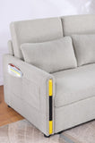 Percy 55.5"W Beige Teddy Velvet Sleeper Loveseat with Dual-Pull Sleeper Design B061P151389