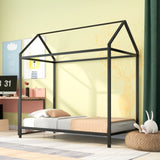 House Bed Frame Twin Size , Kids Bed Frame Metal Platform Bed Floor Bed for Kids Boys Girls No Box WF286771AAB