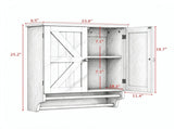 White Bathroom Wall Cabinet with 2 Doors, Adjustable Shelf & Towel Racks, 23.8" x 8.9" x 25.2" 28489301