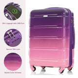 Luggage Sets 5 Piece, 20-inch with USB Port, ABS Durable Suitcase with Travel Bag, ABSPC Hard Shell N726P265424P