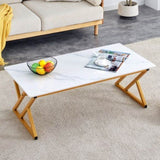 ZUN A coffee table made of rock slab material, with a smooth and natural surface that complements the W1151P154282