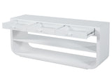 Modern Curved Console Table with 3 Soft-Close Drawers & 2 Open Shelves, Solid Wood Base, N759P433560K