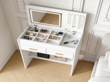 Flip Top Vanity Desk with LED Lighted Mirror & Built-in Outlet - Makeup Vanity Table with 2 Drawers, W2699P404630