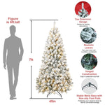 ZUN 6FT Pre-lit Flocked Christmas Tree with 760 Memory Wire Tips – Effortlessly Fluffed, Perfectly W1773P199066