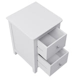 ZUN 2 Drawers Solid Wood Nightstand End Table in White WF283148AAK