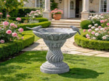 16.54" Garden Bird Bath Statue, Magnesium Oxide Grey Pedestal Birdbath, Outdoor Bird Feeder Bowl W6572P574583