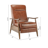 ZUN Sarasota Wood Arm Push Back Recliner - Caramel B050P281016