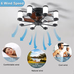 ZUN 21.7 inch Ceiling Fan Light - Windmill-shaped Flush Mount Ceiling Fan with Light with Remote Control W1340103803