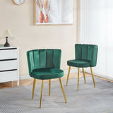 Modern GREEN dining chair with iron tube golden color legs, velvet and comfortable W234P256815