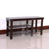 90cm Strip Type Bamboo Stool Shoe Rack with Boots Compartment Coffee 83390243