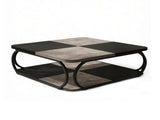 39 Inch Square Cocktail Table with 2 Tier Shelves, Central Coffee Table 65712059