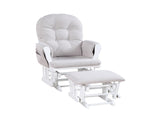 Mason Glider and Ottoman White Wood and Woven Gray Fabric B022P174720