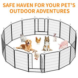 16 Panels Heavy Duty Metal Playpen with Self-Locking Gate, Extra Tall 40" Dog Fence Pet Exercise Pen W2887P314281