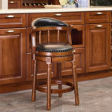 Seat height 26'' Cow top Leather Wooden Bar Stools, 360 Degree Swivel Bar Height Chair with Backs 67931903