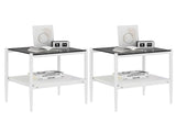 Set of 2 Rectangle End Table, Tempered Glass Tabletop with MDF layer, Modern Table for Living Room , W241P184250