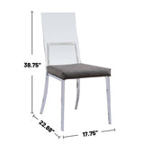 Set of 2 Acrylic and Leatherette Padded Dining Chairs in Chrome Finish B016P156801